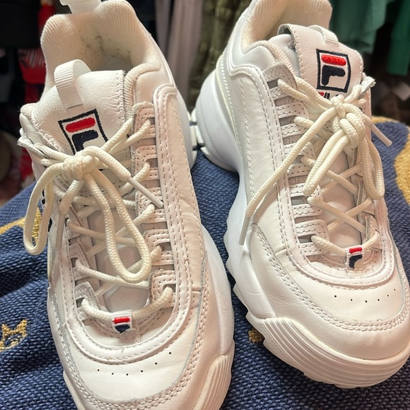 Fila White Sneakers with Red and Blue Accents - Picture 1 of 5